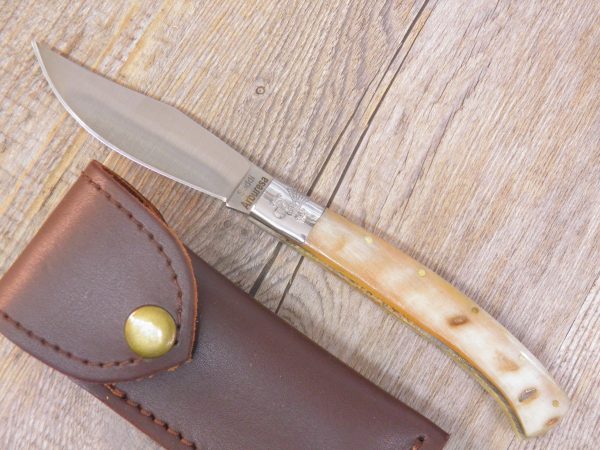 Coltello Artigianale arburesa manico corno di Muflone da scuoio (20cm)